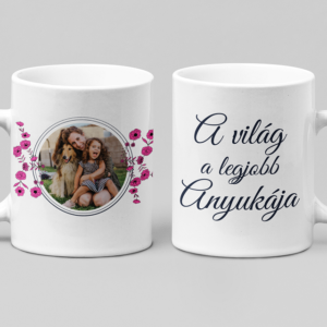 A világ legjobb anyukája fényképes bögre rózsaszín mintával