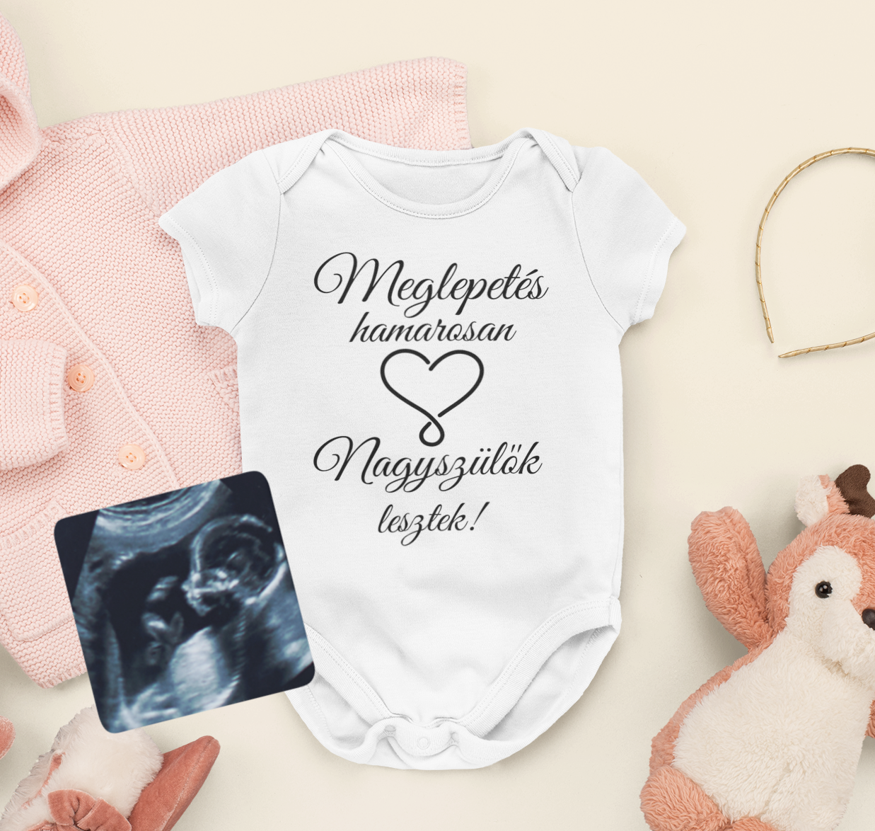 Meglepetés hamarosan nagyszülők lesztek body + ultrahang képes hűtőmágnes