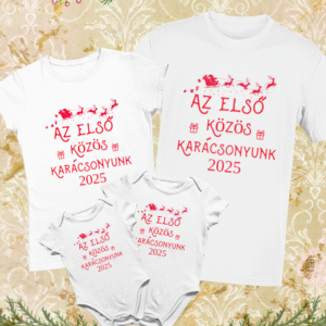 . 2025 Az első közös karácsonyunk rénszarvas Családi Szett 4 db-os