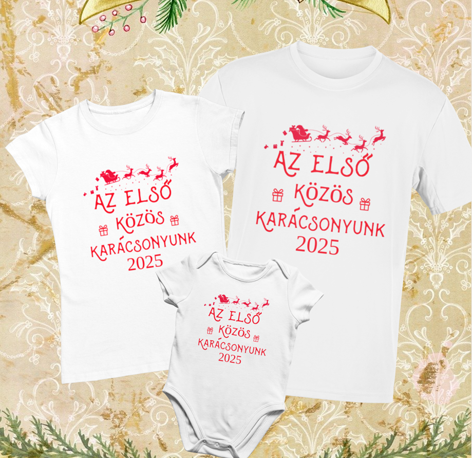 . 2025 Az első közös karácsonyunk rénszarvas Családi Szett 3 db-os