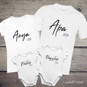 Anya Apa Kistesó Nagytesó Családi Szett 4 db os fehér