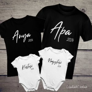 Anya Apa Kistesó Nagytesó Családi Szett 4 db os fekete