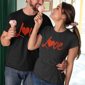 Love Valentin Napi Páros Póló fekete