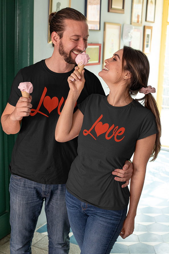 Love Valentin Napi Páros Póló fekete
