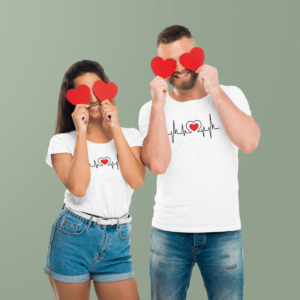 EKG Love Valentin Napi Páros Póló fehér