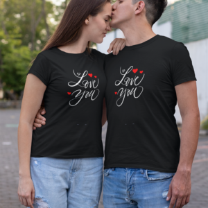 I Love You Valentin Napi Páros Póló fekete