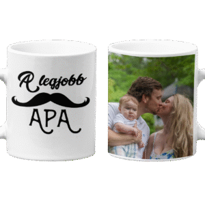 A legjobb apa feliratú bögre saját fotóval