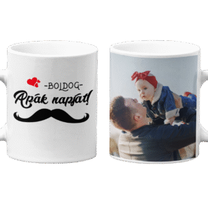 Boldog Apák Napját feliratú bögre saját fotóval